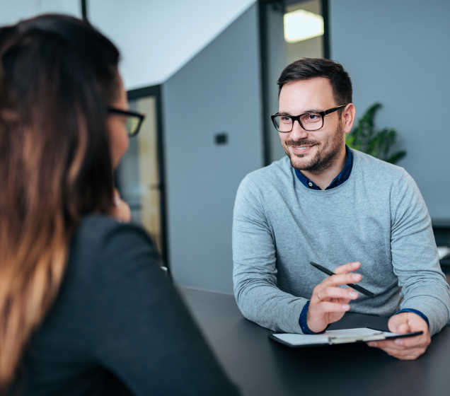 Team meeting in a modern workplace
